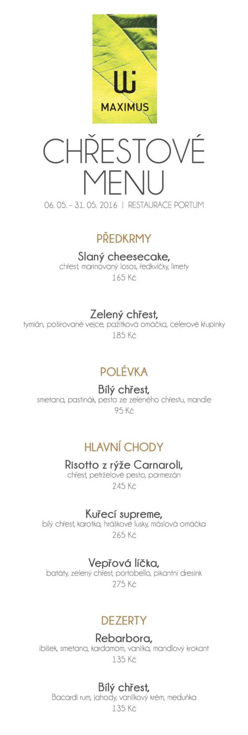 Chřestové menu 2016