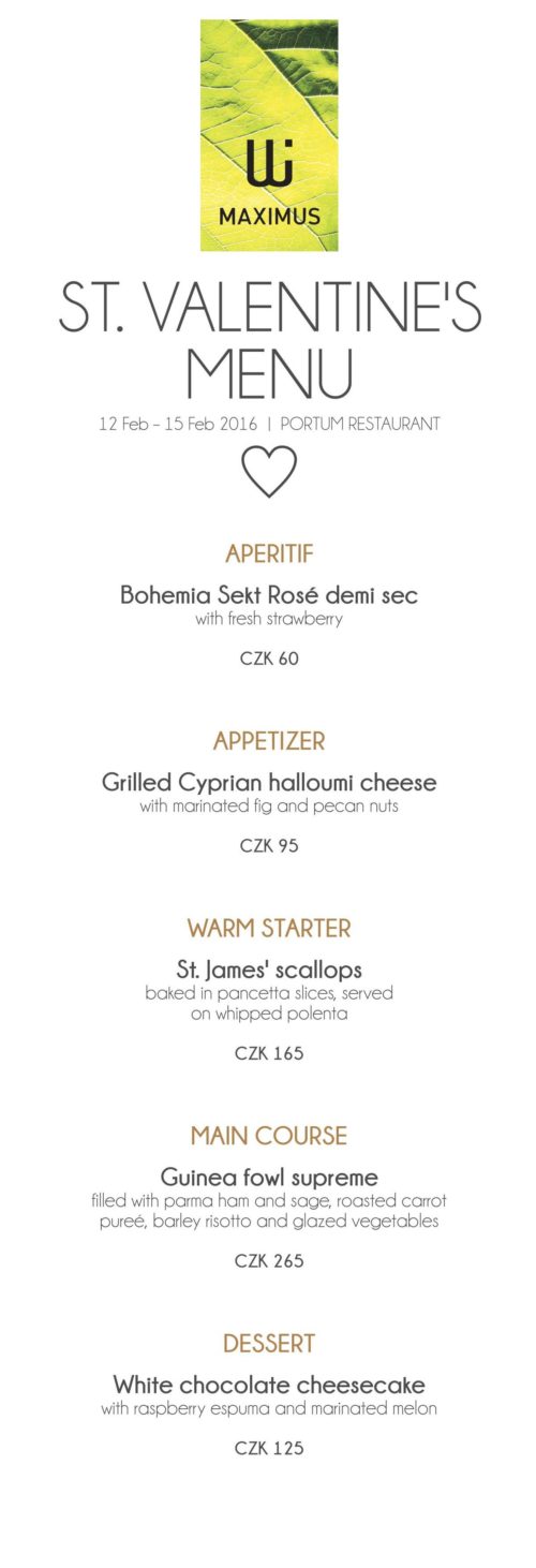 Valentine's menu