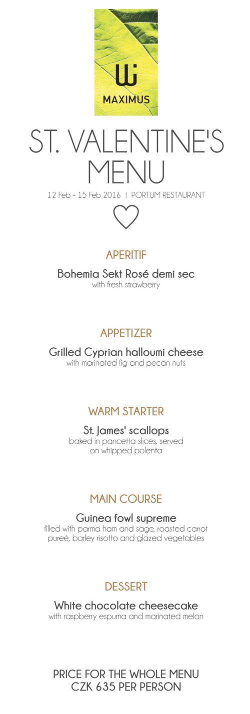 Valentine's menu.